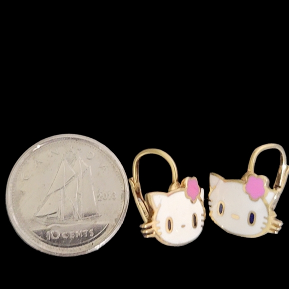 Hello kitty style 585 Italian gold earings - Picture 3 of 4